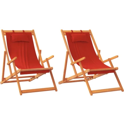 Afbeelding van vidaXL Strandstoelen 2 st inklapbaar stof rood