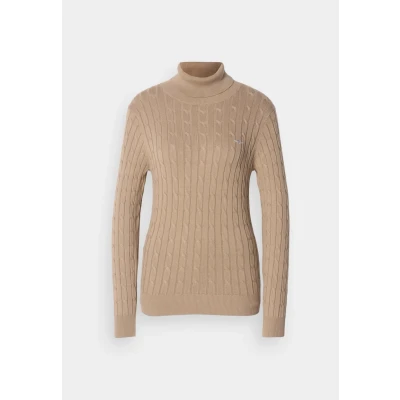 Afbeelding van GANT Turtleneck Trui, Dames, Maat: Large, Taupe beige