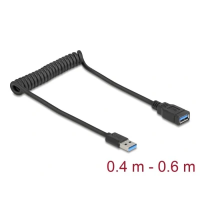 Afbeelding van Delock USB 5 Gbps Spiralkabel Typ A Stecker zu Buchse 0,4 m bis
