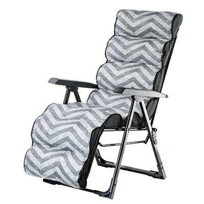 Afbeelding van KADAX Tuinstoel, ligstoel met dik kussen, stalen frame, tuinstoel voetensteun, inklapbare draagvermogen tot 110 kg, relaxstoel (zigzag)