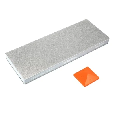 Afbeelding van SHARPAL 169H Dual Grit Diamant Slijpsteen Extra Grof 220 &amp; Fijn 600 Monokristallijne Slijpplaat, Professionele Messenslijper met Anti slip Pad en Hoekgids (200 x 75 mm)