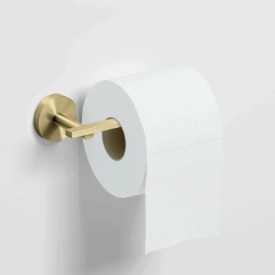 Afbeelding van Toiletrolhouder Clou Flat L Vorm Zonder Klep Goud Geborsteld PVD