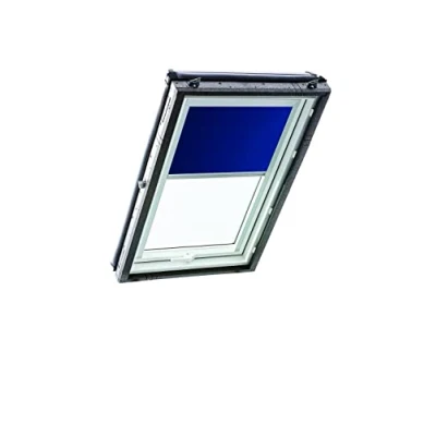 Afbeelding van Origineel Roto rolgordijn Exclusiv ZRE Voor dakraam daglicht geleiderail Zilver serie Designo R6/R8 i8 en Classic 64/84 met maat 074/098 07/09 Kleur Nachtblauw