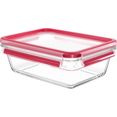 Afbeelding van Emsa N1041000 Clip and Close Glazen Vershoudbewaarbakje 1.3L 16.6x7.9 cm Rood