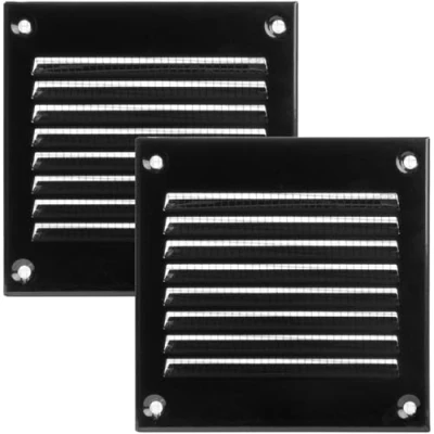 Afbeelding van Vent Systems Ventilatierooster, 10 x cm, zwart, metaal, met geïntegreerde ongediertebescherming, HVAC ventilatieafdekking, 100 mm, 2 stuks