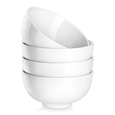 Afbeelding van MALACASA, Series Regular, 4 delig 6&quot;/ 15,3 * 7,8 / 750ml kom set crème wit porselein slakom cornflakes soepkom