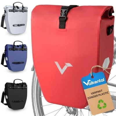Afbeelding van Waterdichte bagagedragertas ValkBasic Rood 20L capaciteit Fietstas voor bagagedrager met reflectoren