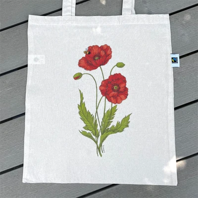 Afbeelding van Katoenen tas Fairtrade Tote bag Klaproos Illu Straver