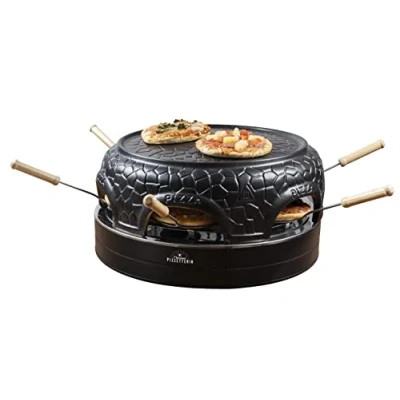 Afbeelding van Bestron pizzaoven voor 6 personen, pizzamaker kleine pizza&#039;s (Ø 10 cm), met keramische koepel, ca. 12 15 minuten baktijd, 860 Watt, kleur: zwart