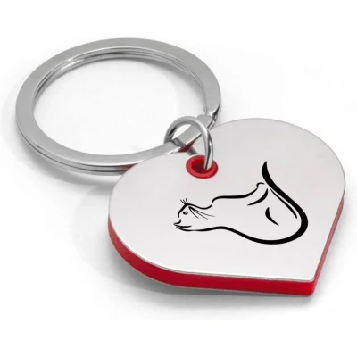Afbeelding van Akyol kat sleutelhanger hartvorm katten kattenliefhebbers pootjes poesje cadeau cat keychain