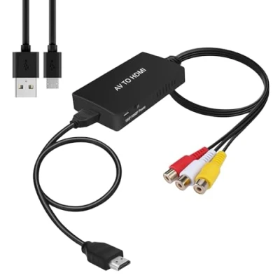 Afbeelding van Nizirioo RCA naar HDMI converterkabel AV video audio converter adapter, 1080p composiet CVBS converter, PAL/NTSC compatibel met PSone/PS2/PS3/STB/Xbox/VHS/VCR/Blue Ray DVD