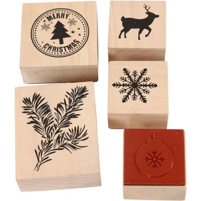 Afbeelding van Creativ Company Houten Stempelset Kerstmis, 5dlg.