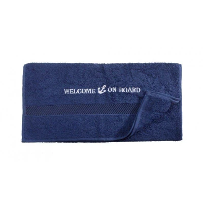 Afbeelding van Kato Handdoek Welcome On Board Geborduurd 50 X 100 Cm Navy