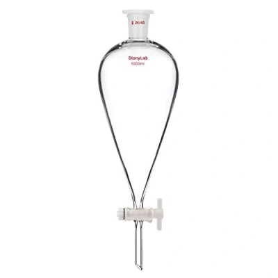 Afbeelding van stonylab Borosilicaat Glas 1000ml Zware Wand Conische Scheitrechter met 24/40 Gewrichten en PTFE Afsluitkraan,