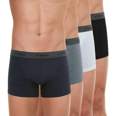 Afbeelding van Athena Basic Coton Boxershorts voor heren, 4 stuks, meerkleurig (wit/zwart/grijs/antraciet), M