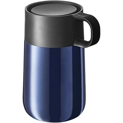 Afbeelding van WMF Impulse Travel Mok, thermobeker roestvrij staal 0,3 l, automatische sluiting, 360 graden drinkopening, houdt dranken 6 uur warm / 12 koud, blauw, 1 stuk (1 stuk)