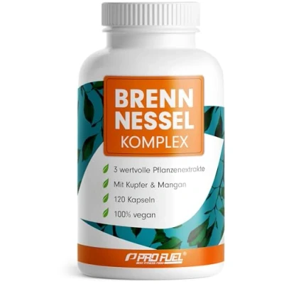 Afbeelding van Brandnetelcapsules, 120 x optimaal hoge dosis, 800 mg brandnetelextract in complex met paardenkastanje extract, wijnstofeblad koper en mangaan, laboratorium getest certificaat, voorraad