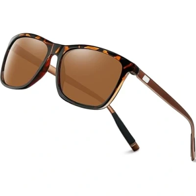 Afbeelding van Zonnebril Gepolariseerd voor Heren Dames Klassiek Retro Mode Met UV400 Bescherming Lichtgewicht Fietsbril Unisex Bruin
