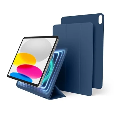 Afbeelding van elago Magnetische Folio Hoesje Compatibel met Ipad 10th generatie [10,9 inch] Achterplaat kan Worden Bevestigd aan Metalen Materialen,Compatibel Apple Pencil en elago&#039;s Case (Blauw)