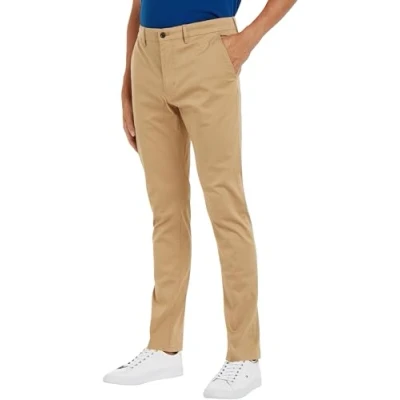 Afbeelding van Tommy Hilfiger Heren Chino Bleecker bedrukte structuur geweven broek, geel, 29W/30L, Klassieke Khaki, 29W / 30L