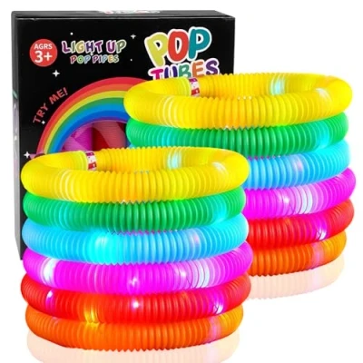 Afbeelding van Gvolatee 12 stuks lichtstaven, led lichtbuizen voor feestjes, lichtstaven kinderen, staafjes Kerstmis en carnaval