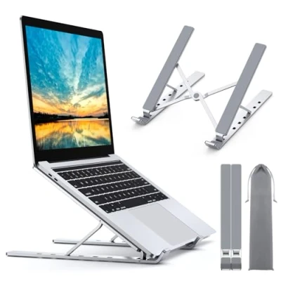 Afbeelding van Babacom Laptopstandaard, Draagbare Laptop Bureauhouder, 9 Niveaus Verstelbare Notebookverhoger, Aluminium Geventileerde Laptophouder voor MacBook Pro Air, Lenovo, Dell, Meer 10 15.6 &quot;Laptops