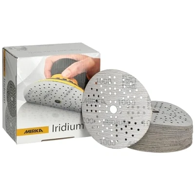 Afbeelding van Mirka Iridium Premium schuurpapier Ø 125mm klittenband 89 gaats, korrel 1000, 100 st / Voor het schuren van verf, plamuur, grondverf, hout, staal, minerale toeslagen, kunststof