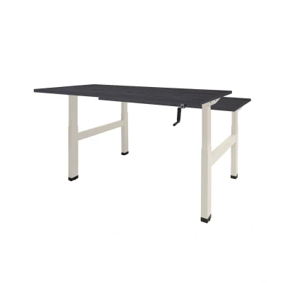 Afbeelding van Dextro zit/sta hoogte slinger verstelbare Duo werkplek 2 x 160 80 cm, frame wit RAL 9010 blad 25 mm. melamine Honey Castello