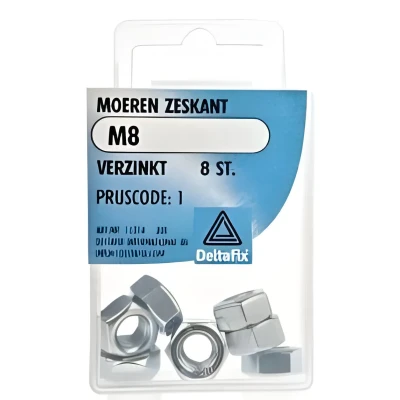 Afbeelding van Deltafix Moeren zeskant M8 8 stuks