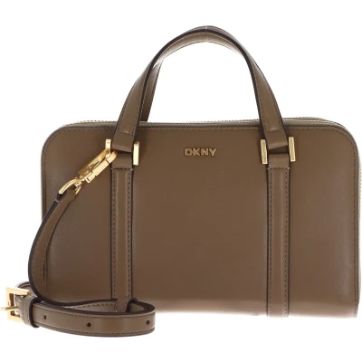 Afbeelding van DKNY Leren Handtas Schoudertas Aggie Handbag Shitake Taupe