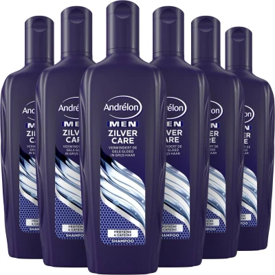 Afbeelding van Andrélon Zilver Care Men Shampoo 6 x 300 ml Voordeelverpakking