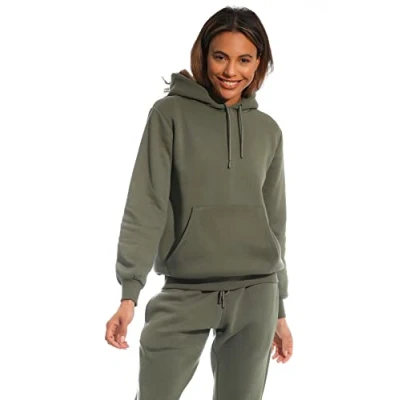 Afbeelding van Light &amp; Shade dames licht en schaduw zachte touch loungewear hoody capuchon sweatshirt, leger, S UK