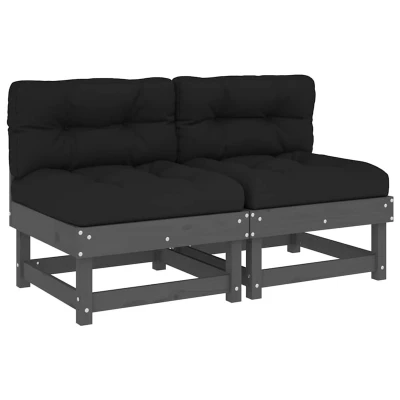 Afbeelding van Loungeset Met Kussens Massief grenenhout of Douglas Hout 1 / Grijs 2x midden