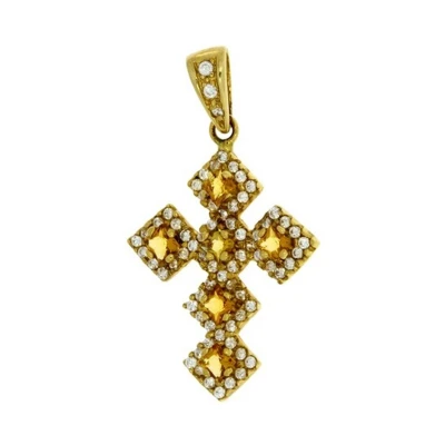 Afbeelding van Gouden Kruis Hanger 38 mm 22 Citrien Zirkonia 14 karaats