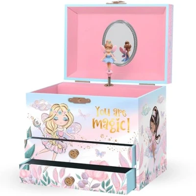 Afbeelding van Muzikale Fee Sieradendoos voor meisjes Muziekdoos kinderen met draaiende Fee, Prinses Verjaardagscadeaus kleine meisjes, Sieradendozen van 3 10 jaar. 17,1 x 13,3 15,2 cm