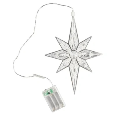 Afbeelding van Ideen mit Herz LED ster Octa indoor 27,5 cm x 19,5 11 lampjes warm wit transparant met timerfunctie (6 uur aan 18 uit) raamdecoratie voor Kerstmis
