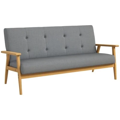 Afbeelding van HOMCOM 3 Sitzer Sofa, Couch mit Armlehnen, Rückenkissen, Wohnzimmersofa Leinenoptik, Polstersofa für Wohnzimmer, Schlafzimmer 154,5 x 69,5 73 cm, Dunkelgrau