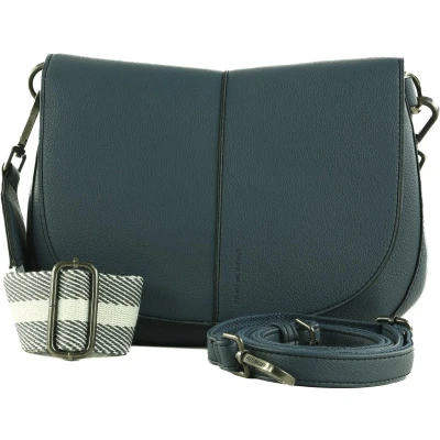 Afbeelding van FREDsBRUDER Leren Schoudertas Bestie Saddle Bag Dusty Blue Blauwgrijs