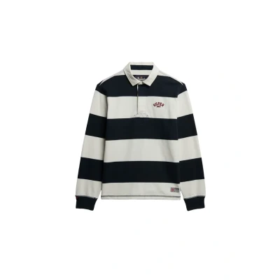 Afbeelding van Superdry Vintage Athletic Stripe Rugby Poloshirt, Heren, Maat: XL, Eclipse navy ecru