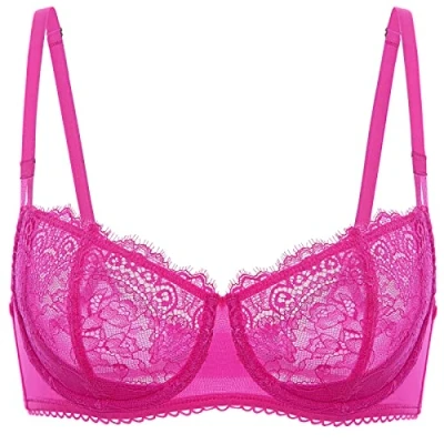Afbeelding van DOBREVA Dames Beugelbeha X Back Balconette met Kant zonder Inzetstukken Felle Fuchsia 70F