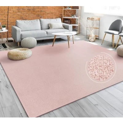Afbeelding van Tapijt Vloerkleed Woonkamer Effen Eenvoudig En Modern Laagpolig, Versch. Afmetingen Kleuren, Maat:60x100 cm, Kleur:Roze