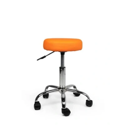 Afbeelding van tabouret Oranje Laag Zithoogte 40/58cm kruk op wielen krukje werkkruk zadelkruk bureaukruk kapperskruk verstelbaar draaikruk met rugleuning tot 160kg