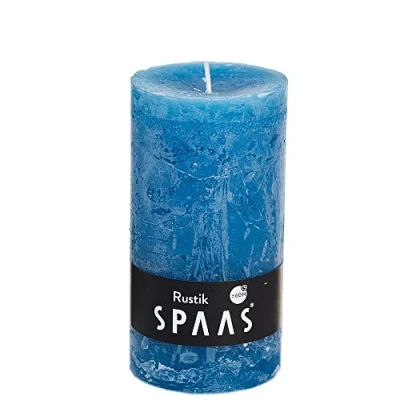 Afbeelding van Spaas Rustieke cilinderkaars 70/130 mm turkoois 8ST