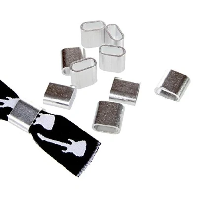 Afbeelding van Textielband sluiting aluminium zilver 10 stuks plat