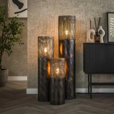 Afbeelding van Hoyz Collection Vloerlamp Ø20 Cilinder 60cm Zwart Bruin