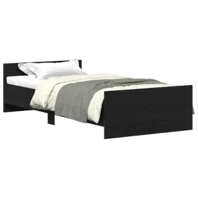 Afbeelding van Bedframe zonder matras 90x190 cm spaanplaat zwart eikenkleurig