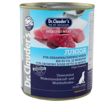 Afbeelding van Dr.Clauder&#039;s Selected Meat Immuun Plus Junior Rund&amp;Kip&amp;Varken Hondenvoer 800 g