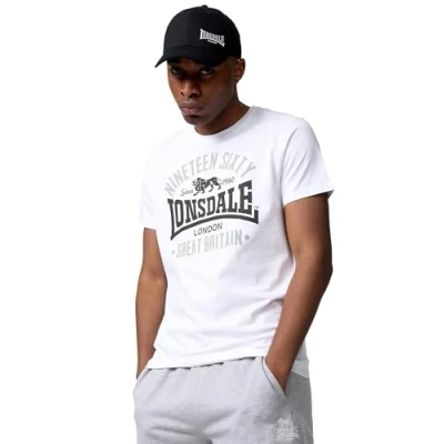 Afbeelding van Lonsdale Heren T shirt normale pasvorm KILCHOAN wit/zwart/grijs M, 117347