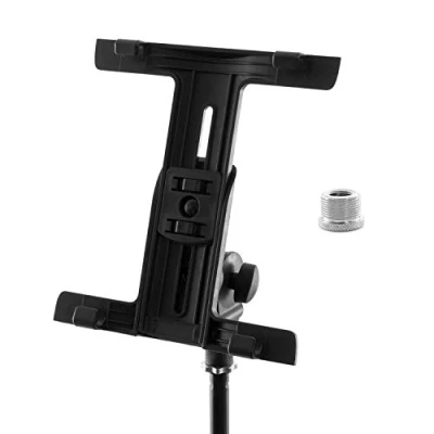 Afbeelding van TIGER IMCA2 AD Tablet iPad houder voor microfoon standaard met draad adapter, zwart