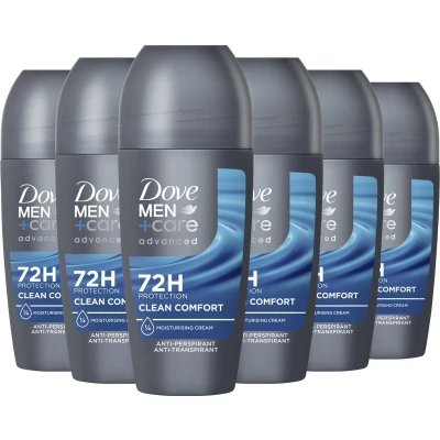 Afbeelding van Dove Men+Care Advanced Clean Comfort anti transpirant deodorant roller 6 x 50 ml